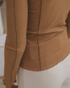 BASERANGE Long Sleeve T-Shirt TTML Collection Ribbed Cotton Portugal BAS-TTML-RB-SU25-ALAMILLO BROWN